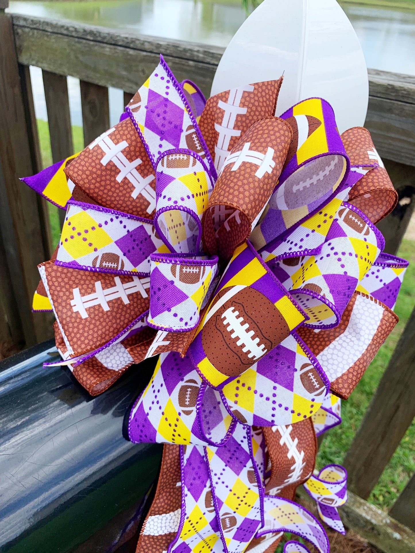 Sports Collection -Football,Football Ribbon, Football Bow,Sports Bow,Sports Decor, Football Decor,Mailbox Bow,Wreath Bow,ECU, ECU Bow