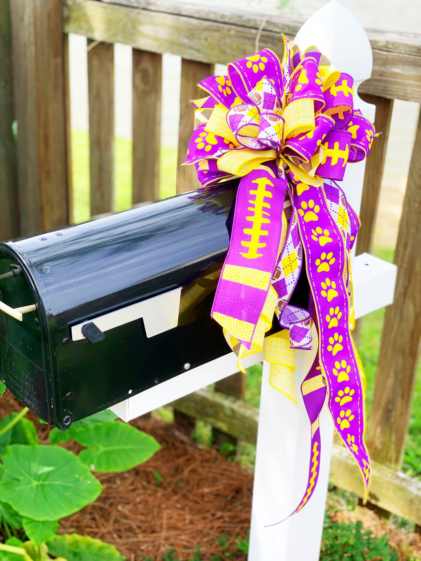Sports Collection -Football,Football Ribbon, Football Bow,Sports Bow,Purple Bow,Football Decor,Mailbox Bow,Wreath Bow,ECU,ECU Bow