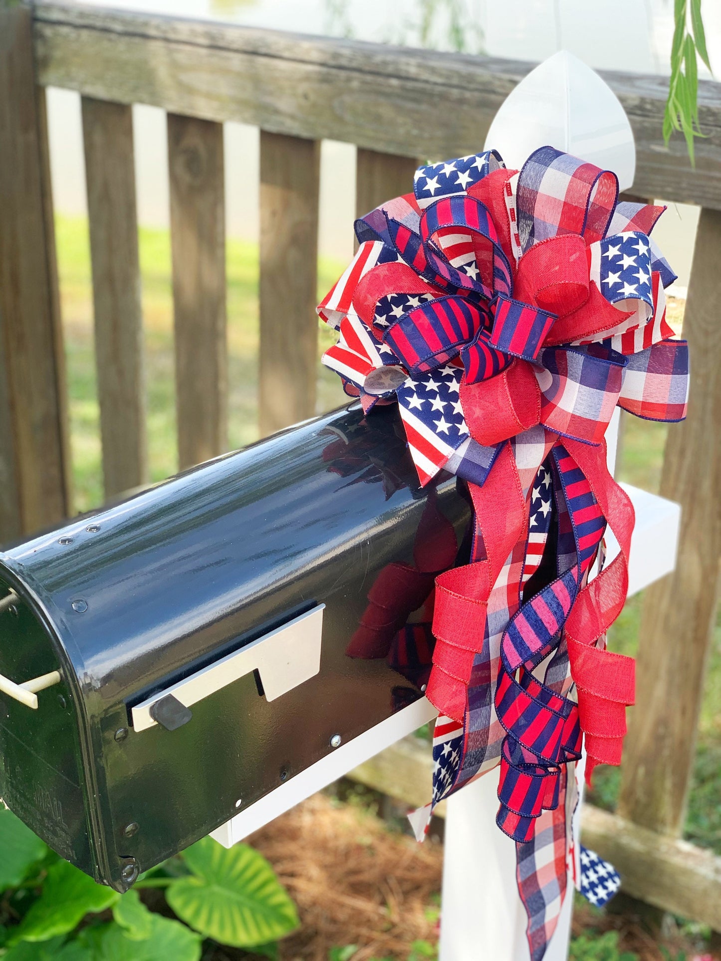 Patriotic Collection - Patriotic Bow,Patriotic, Patriotic Decor,Patriotic Ribbon,USA,USA Bow, Bow, Bows,Mailbox Bow,Wreath Bow,Gift,Gift Bow