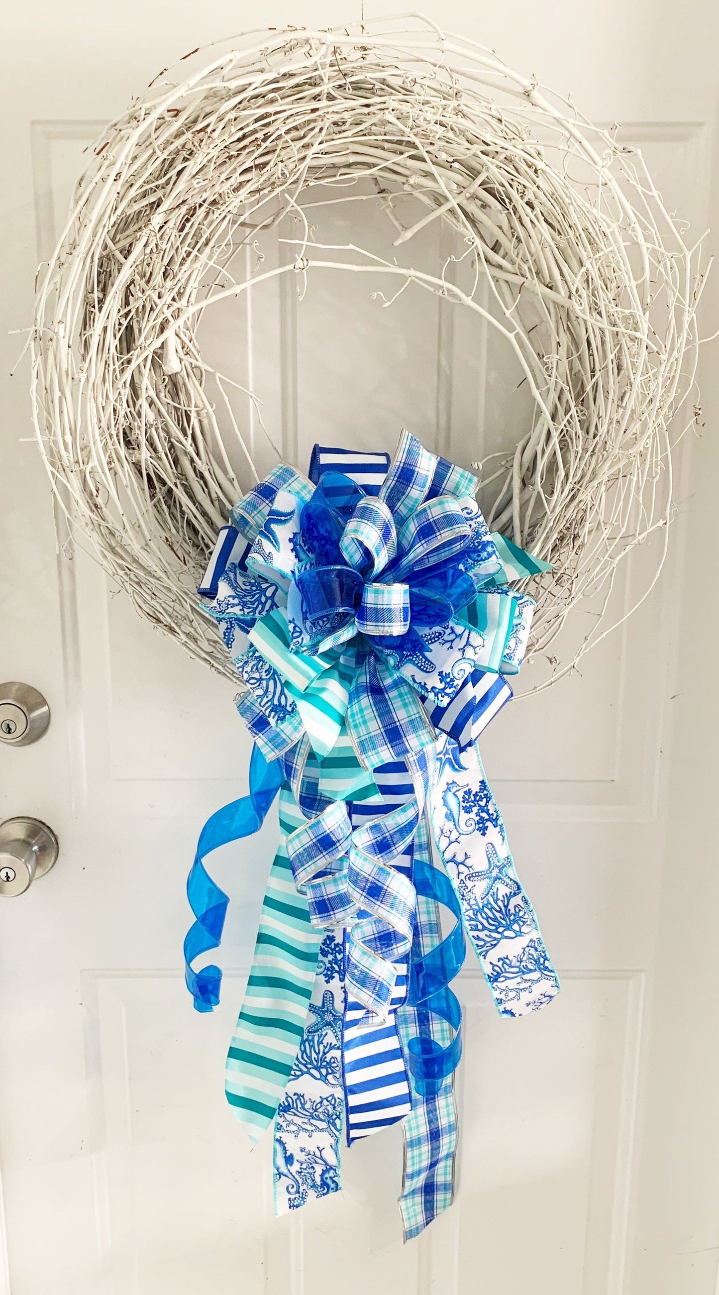 Summer Collection - Nautical Bow,Nautical, Nautical Ribbon,Starfish,Starfish Ribbon,Blue Bow,Blue Ribbon,Beach,Beach Decor,Mailbox Bow