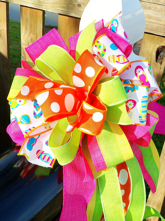 Summer Collection - Flip Flops,Flip Flops Bow,Flip Flop Ribbon,Summer,Summer Bow,Bow,Bows,Mailbox Bow,Wreath Bow,Decor,Ribbon,Summer Decor