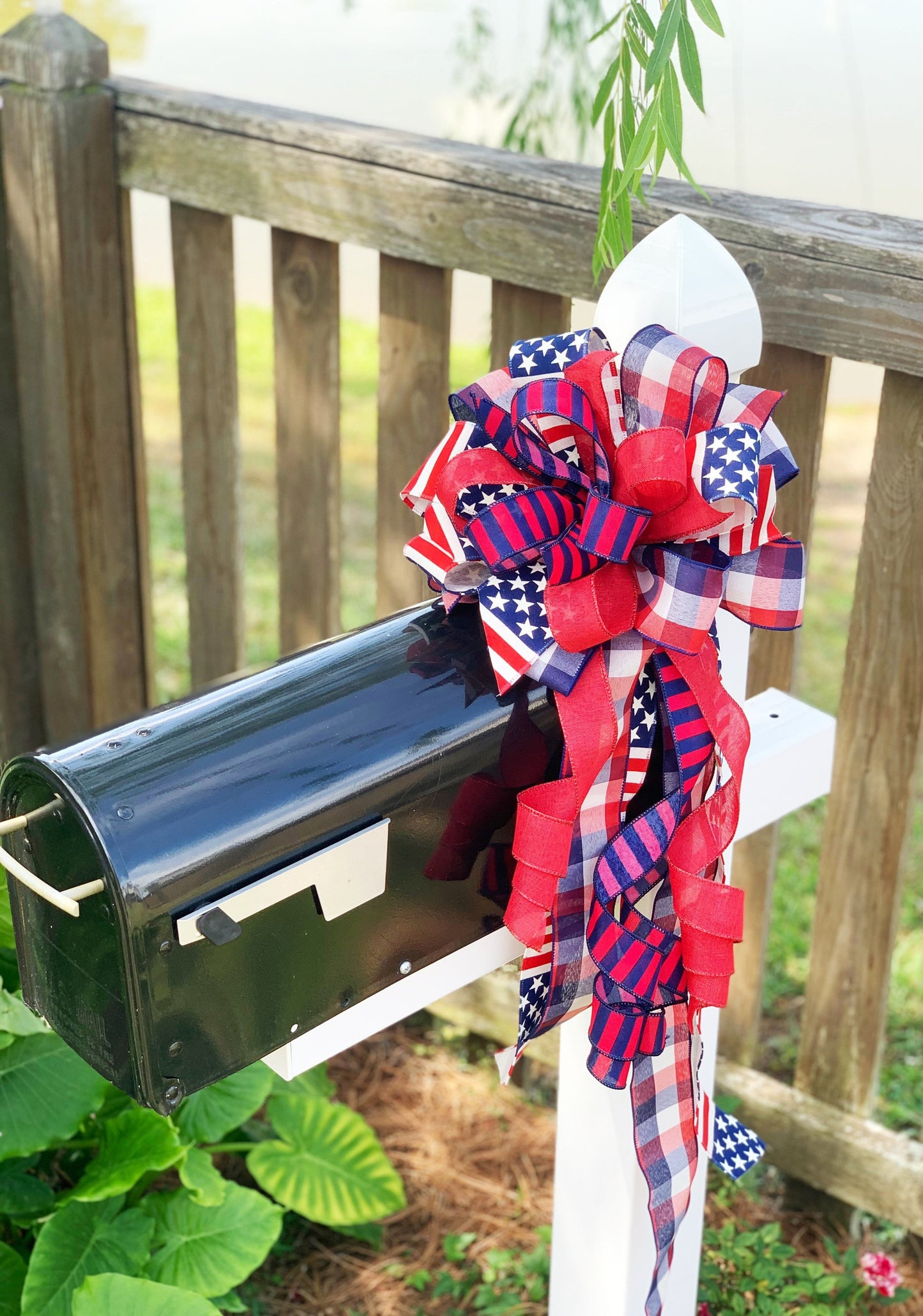 Patriotic Collection - Patriotic Bow,Patriotic, Patriotic Decor,Patriotic Ribbon,USA,USA Bow, Bow, Bows,Mailbox Bow,Wreath Bow,Gift,Gift Bow