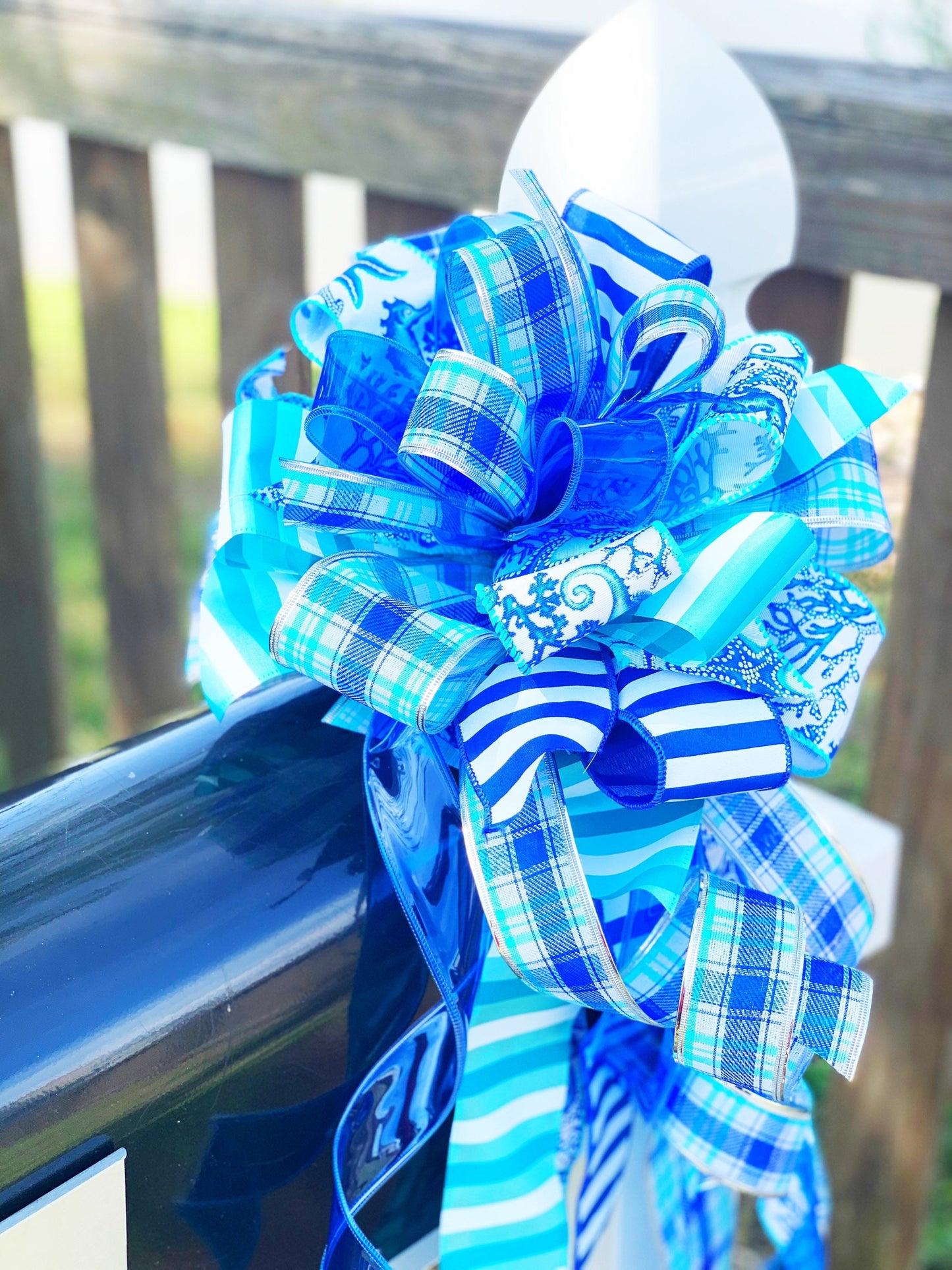 Summer Collection - Nautical Bow,Nautical, Nautical Ribbon,Starfish,Starfish Ribbon,Blue Bow,Blue Ribbon,Beach,Beach Decor,Mailbox Bow