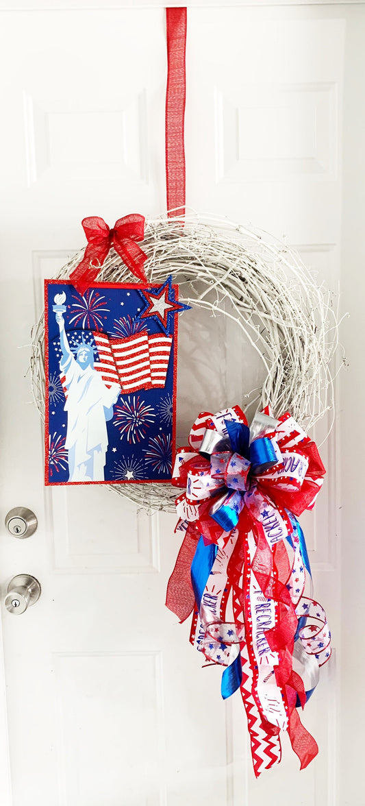 Patriotic Collection - Stars,Stripes,Patriotic Bow,Patriotic,Patriotic Decor,Red White Blue, Red White Blue Bow,Wreath Bow,Mailbox Bow,Gift