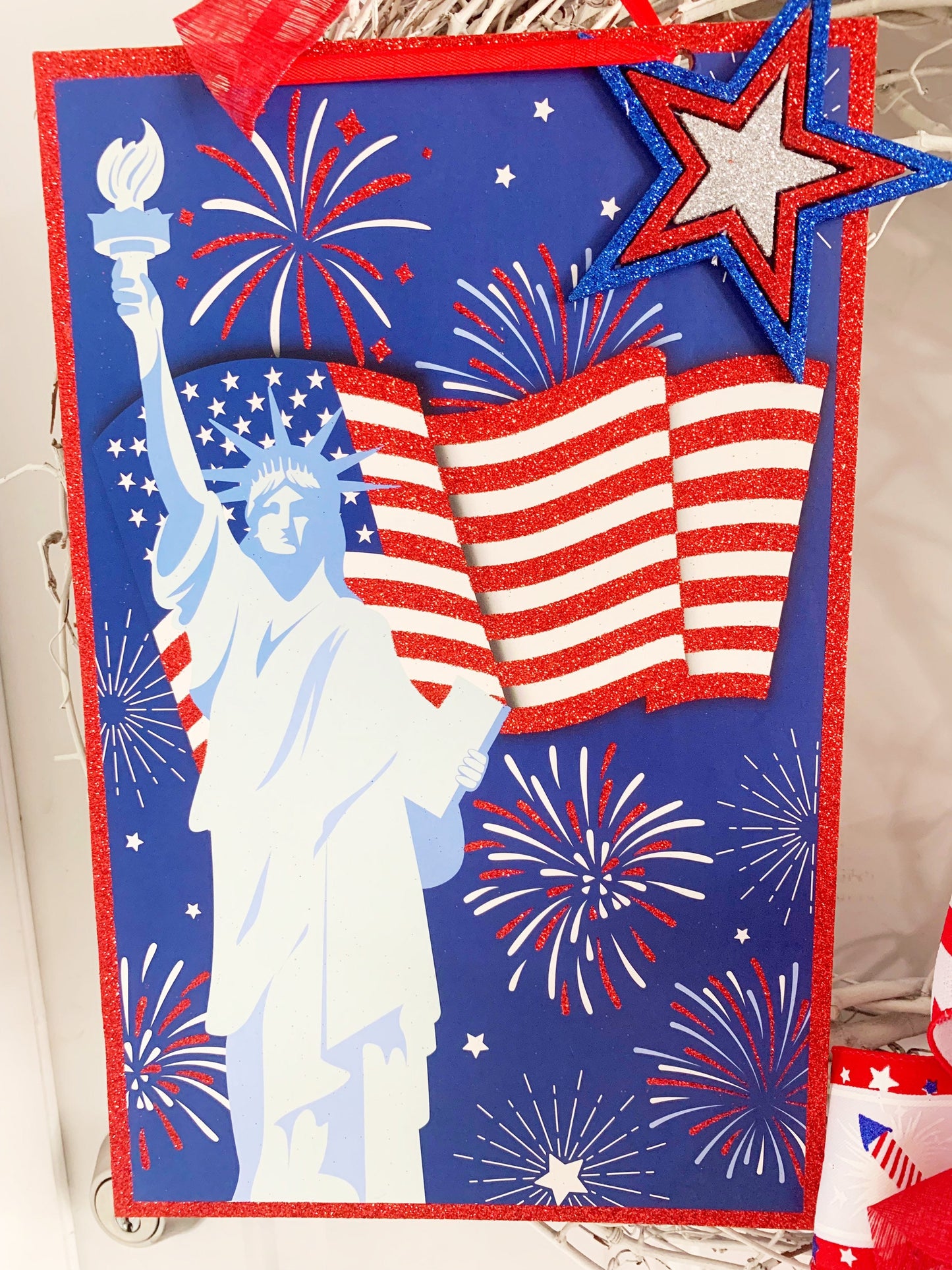 Patriotic Collection - Stars,Stripes,Patriotic Bow,Patriotic,Patriotic Decor,Red White Blue, Red White Blue Bow,Wreath Bow,Mailbox Bow,Gift