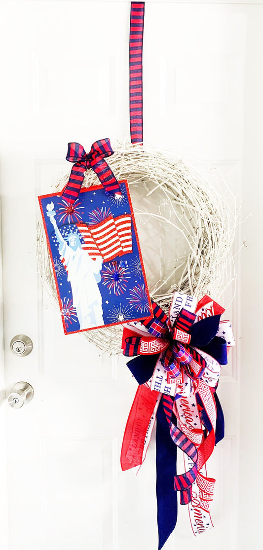 Patriotic Collection - Stars,Stripes,Patriotic Bow,Patriotic,Patriotic Decor,Red White Blue, Red White Blue Bow,Wreath Bow,Mailbox Bow,Gift