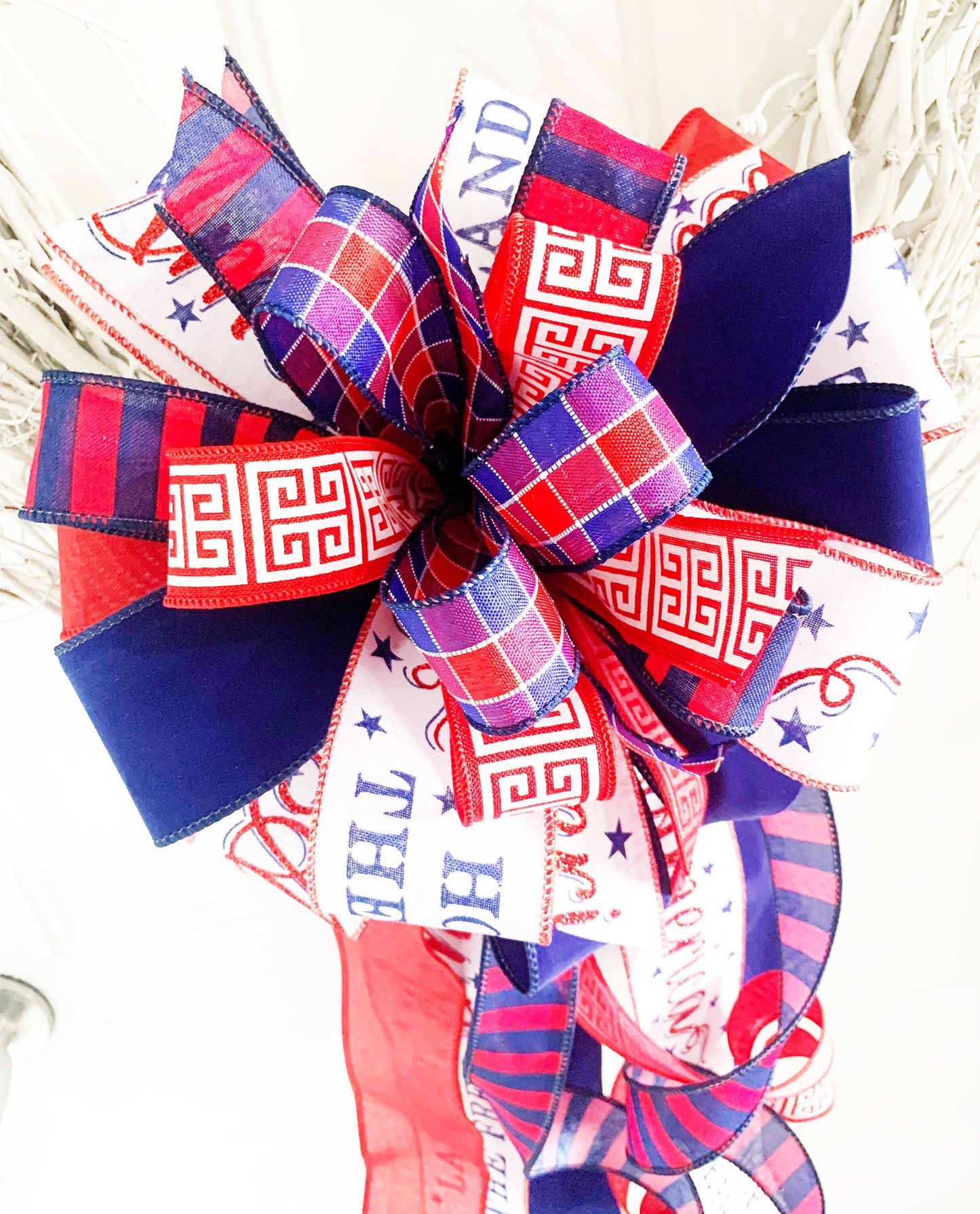 Patriotic Collection - Stars,Stripes,Patriotic Bow,Patriotic,Patriotic Decor,Red White Blue, Red White Blue Bow,Wreath Bow,Mailbox Bow,Gift