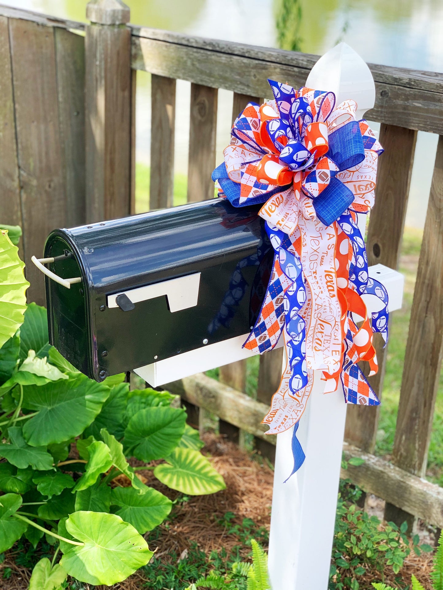 Sports Collection - Orange/Blue Bow,Orange Bow,Football Bow,Football,Texas Decor,Mailbox Bow,Wreath Bow,Large Bow,Texas Longhorns,Longhorns