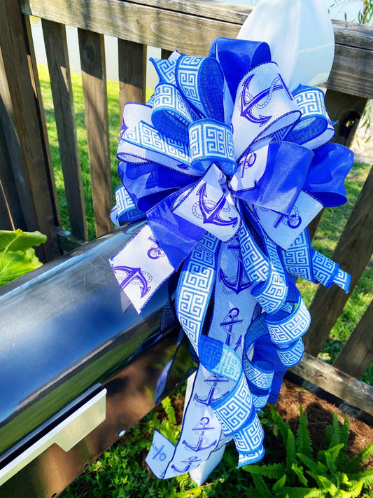 Summer Collection - Anchors,Anchors Ribbon,Summer Bow,Summer,Summer Decor,Nautical,Nautical Bow,Anchors Bow, Bow,Blue Bow,Blue/White Bow