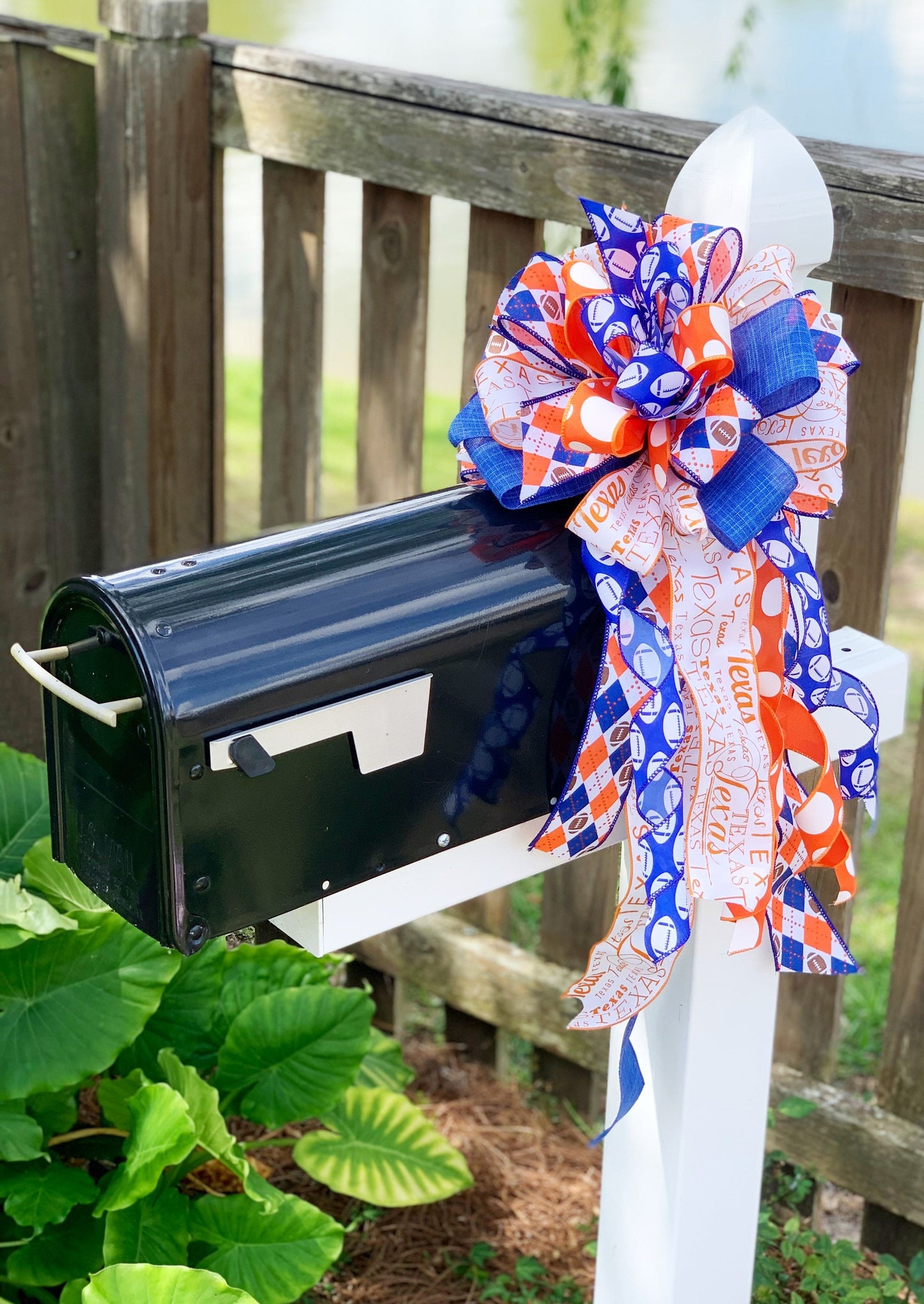 Sports Collection - Orange/Blue Bow,Orange Bow,Football Bow,Football,Texas Decor,Mailbox Bow,Wreath Bow,Large Bow,Texas Longhorns,Longhorns
