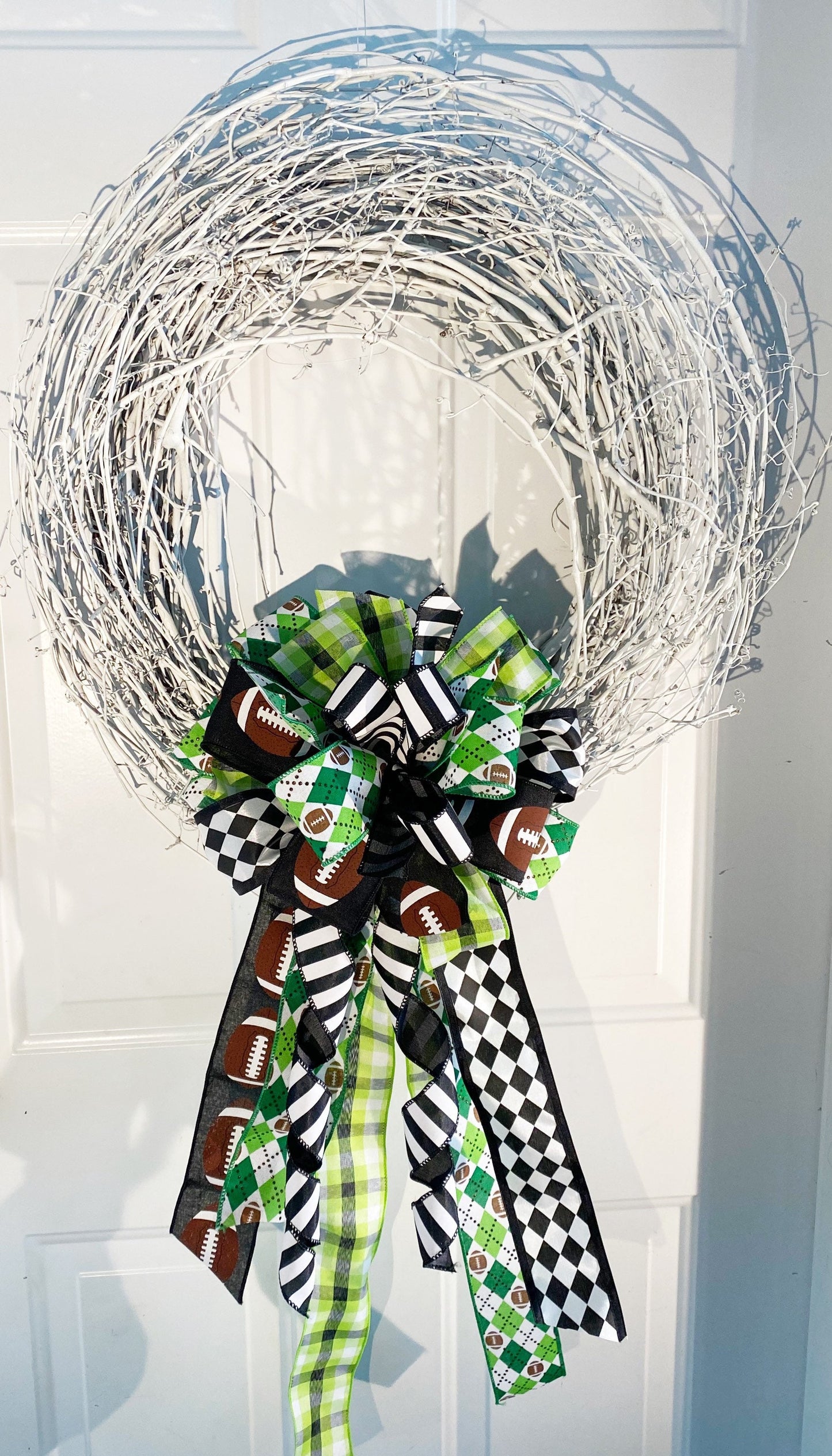 Sports Collection -Football,Football Ribbon, Football Bow,Sports Bow,Sports Decor, Football Decor,Mailbox Bow,Wreath Bow,Green Bow,Black Bow